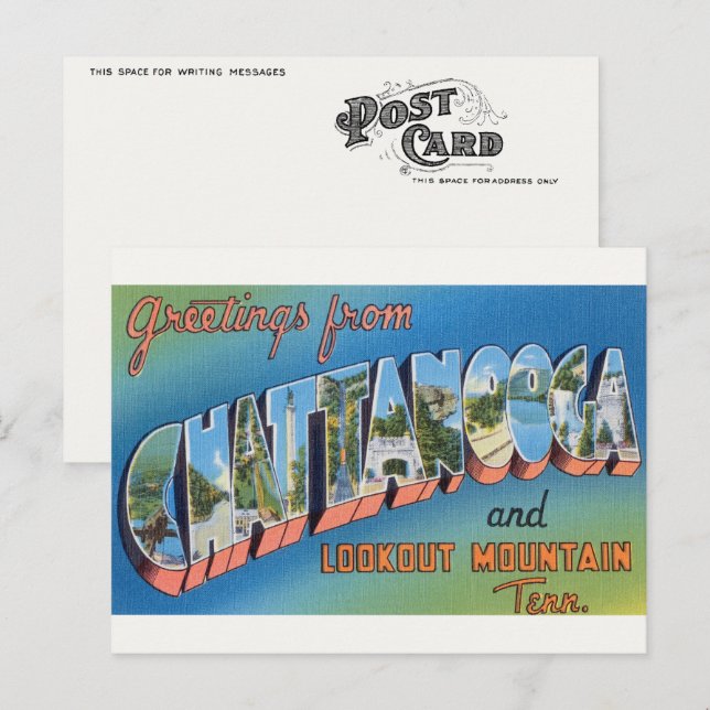 Vintage Chattanooga, TN und Signal Mtn. Postkarte (Vorne/Hinten)
