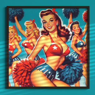 Vintage Cheerleader Mädchen Poster