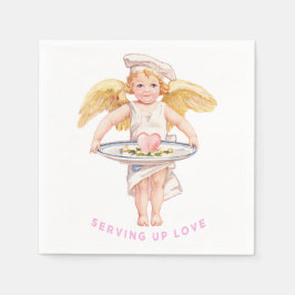 Vintage-Chef-Cherub, der Liebe Chic zum Valentinst Serviette