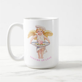 Vintage Chef Cherub Serving Up Love Chic Valentine Kaffeetasse