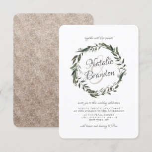 Vintage Cherish Blatt Grüner Kranz Hochzeit Einladung