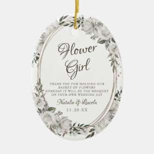 Vintage Cherish Floral Zitat für das Blumenmädchen Keramik Ornament