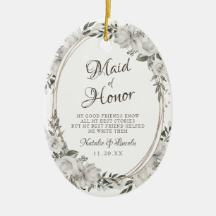 Vintage Cherish Florale an die Ehrenjungfer Zitat Keramik Ornament