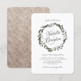 Vintage Cherish Leaf Greenerity Wreath Wedding Einladung