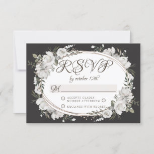 Vintage Cherish Oval Blumenhochzeit RSVP Antwort