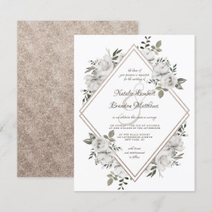 Vintage Cherish Roségold-Doppel-Diamant-Hochzeit Einladung