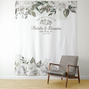 Vintage Cherish Rosen Hochzeits-Fotobooth-Hintergr Wandteppich