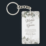 Vintage Cherish to the Mother of the Groom Quote Schlüsselanhänger<br><div class="desc">Vintage Cherish White Floral & Rose Gold lackierte Rose und Blume. Vintag klassisches und elegantes Aussehen, viel Grau, Elfenbeinweiß, Rose Gold, Dusty Pink, Pine Green, Gray Blätter und Blattwerk. Mit handgemalten Blumenelementen, Vintagen klassischen Script-Schriftart und klassischen Peony- und Rose-Grenzen - Mutter des Groom Heartfelt Zitat Keepake Schlüsselanhänger! ~ Karo mein...</div>