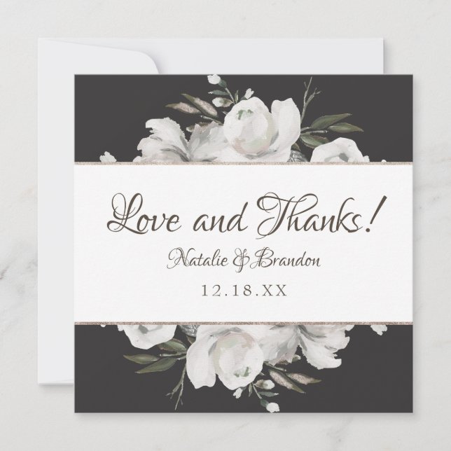 Vintage Cherish Wedding Liebe und Dankesplatz Dankeskarte (Vorderseite)