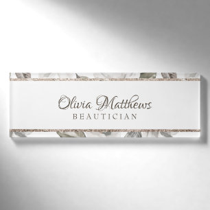 Vintage Cherish White Floral & Rose Gold Name Namenschild