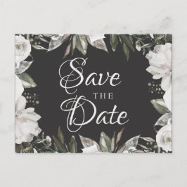 Vintage Cherish White Floral & Rose Save the Date Ankündigungspostkarte