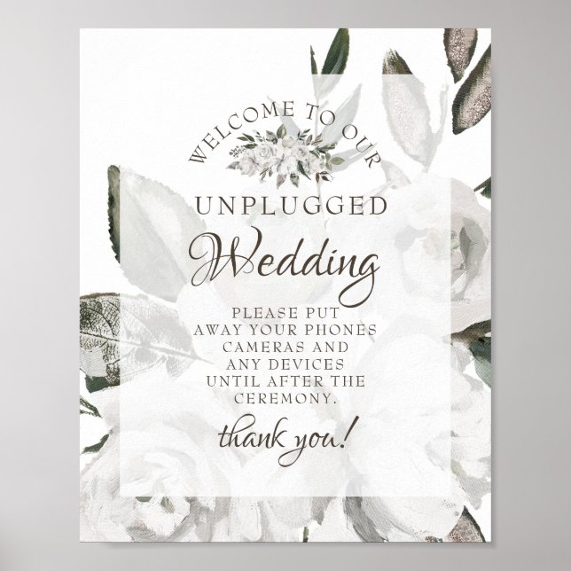 Vintage Cherish White Unplugged Hochzeitstisch-Sch Poster (Vorne)