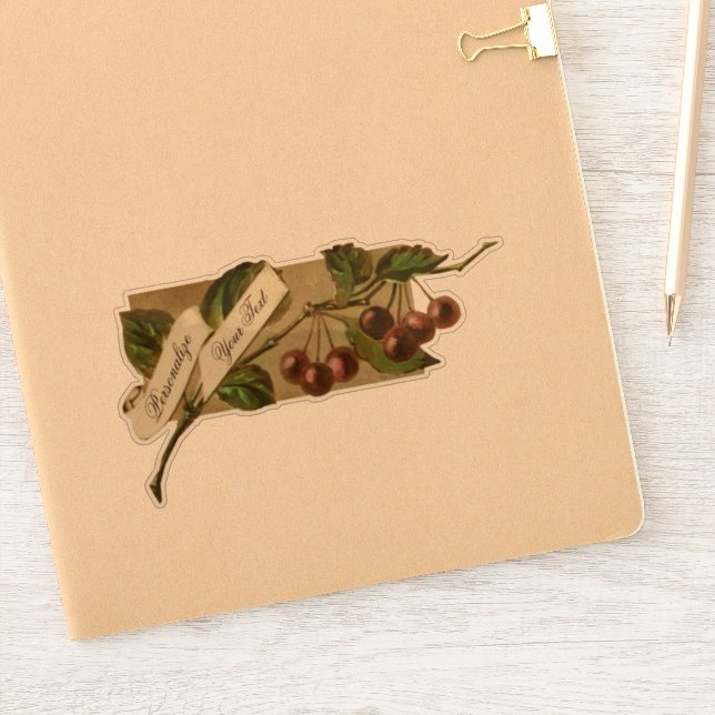 Vintage Cherries Fruit Lebensmittelgeschäft kunden Aufkleber (Notizbuch)