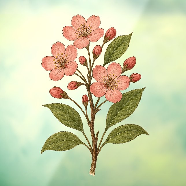 Vintage Cherry Blossom Fensteraufkleber (Blatt 3)