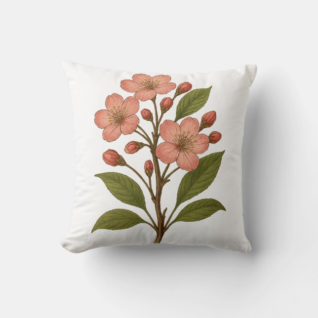 Vintage Cherry Blossom Kissen (Vorderseite)