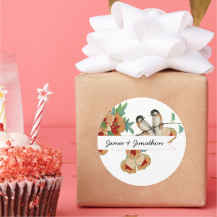 Vintage Cherry Blossom Love Bird Pfirsichminze Runder Aufkleber