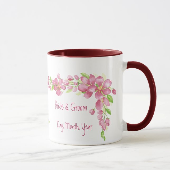 Vintage Cherry Blossom Save the Date Hochzeit Tasse (Rechts)