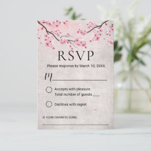 Vintage Cherry Blossom Spring Wedding UAWG RSVP Karte
