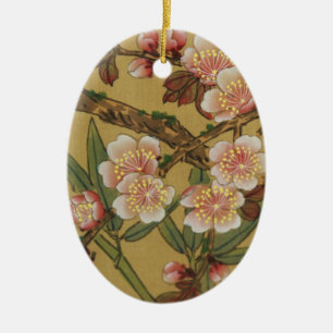 Vintage Cherry Blossoms Asian Japanese Flowers Keramikornament