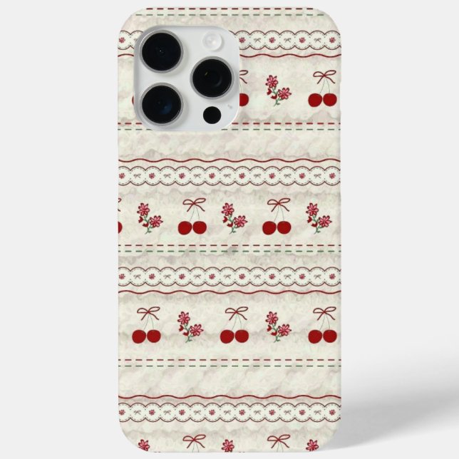 Vintage Cherry Lace Pattern iPhone Case  (Rückseite)