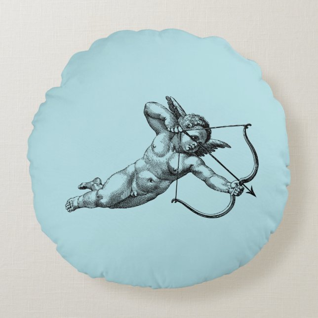 Vintage Cherub Cupid-Liebe Rundes Kissen (Vorderseite)