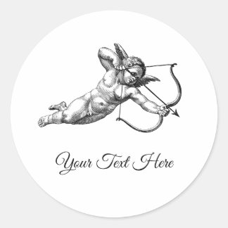 Vintage-Cherub-Cupid-Liebes-Aufkleber Etikett Runder Aufkleber