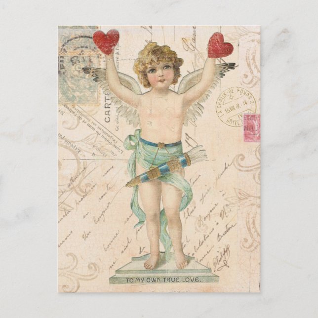 Vintage cherub Valentine postcard Feiertagspostkarte (Vorderseite)