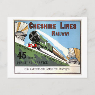 Vintage Cheshire Lines Railway Reiseplakat Postkarte