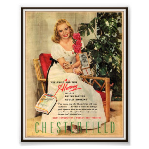 Vintage Chesterfield-Zigaretten-Werbung 1945 Fotodruck