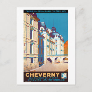 Vintage Cheverny Frankreich Reiseplakat Postkarte