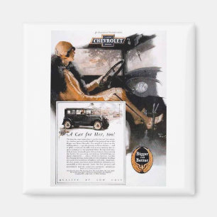 Vintage Chevrolet-Anzeige mit Frau Magnet