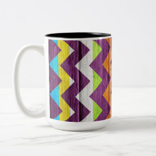 Vintage Chevron Holz Abstract #10 Zweifarbige Tasse