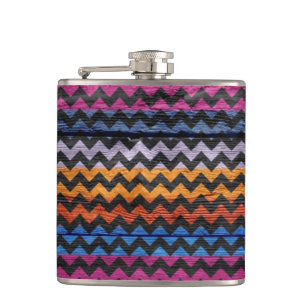 Vintage Chevron Holz Abstract #5 Flachmann