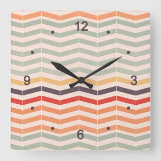 Vintage-Chevron-Zickzackstreifen Quadratische Wanduhr