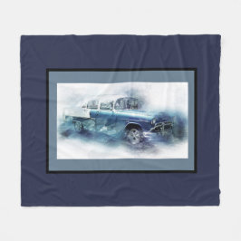Vintage-Chevy in Blau Fleecedecke