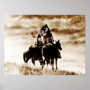Vintage Cheyenne-Krieger auf Horseback-Poster Poster