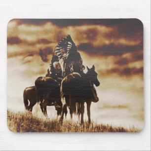 Vintage-Cheyenne-Krieger auf Pferden Mauspad