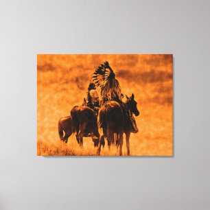 Vintage Cheyenne Warriors Wrapped Canvas Print Leinwanddruck