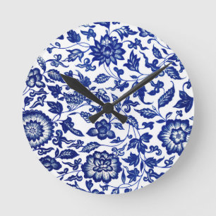 Vintage-Chic-Blumendesign Runde Wanduhr