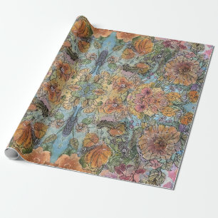 Vintage-Chic-Blumengarten Aquarellmalerei Geschenkpapier