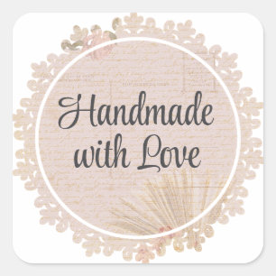 Vintage Chic Danke Beige Luxuriöse Ästhetik Quadratischer Aufkleber