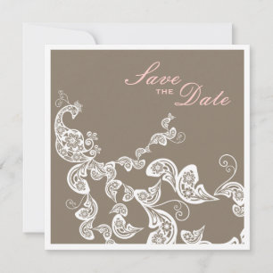 Vintage Chic Eleganter Floraler Pfau Save The Date