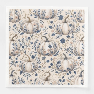 Vintage Chic Elfenbein-Kürbis Chinoiserie-Blumen Serviette