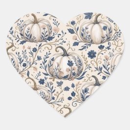 Vintage Chic Elfenbeinpumpkin Chinoiserie Blumen Herz-Aufkleber