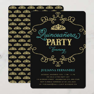 Vintage Chic Flourish Quinceanera Geburtstagsfeier Einladung