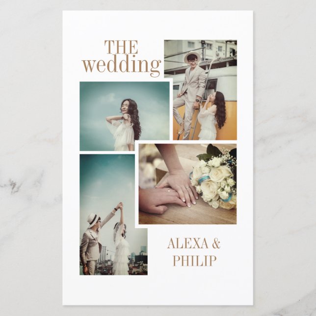 Vintage-Chic-Foto-Hochzeitsprogramme (Vorderseite)