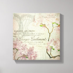Vintage Chic Französische Schrift Shabby Blumen Ko Leinwanddruck