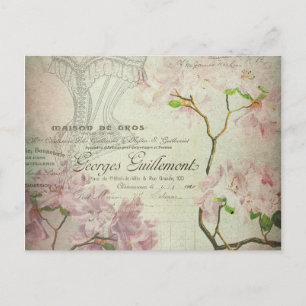Vintage Chic Französische Schrift Shabby Blumen Ko Postkarte