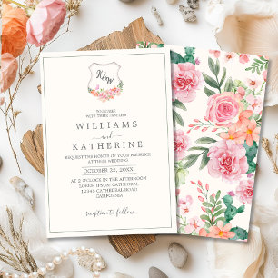 Vintage Chic Frühlingsblumen Romantische Gartenhoc Einladung
