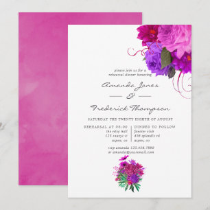 Vintage Chic Fuchsia und Lila Probeessen Einladung